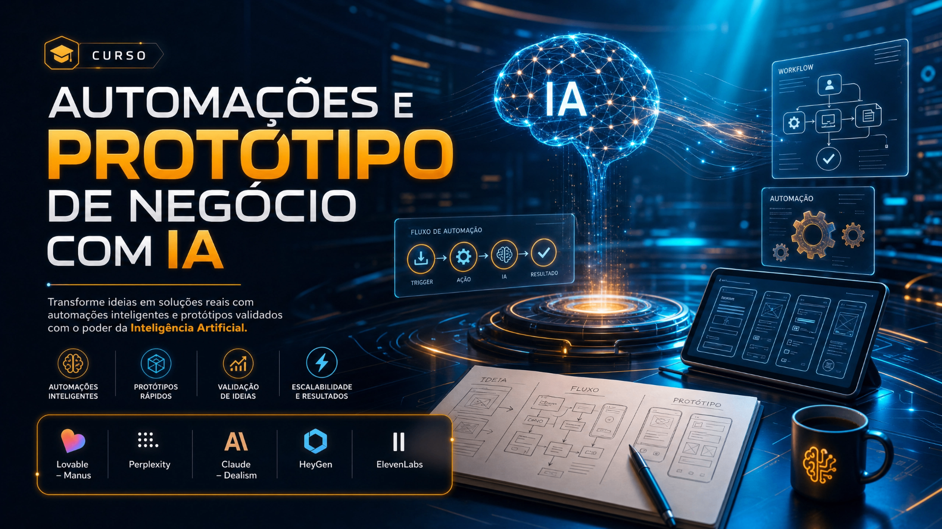 Curso Automações e Protótipo de Negócio com IA — capa